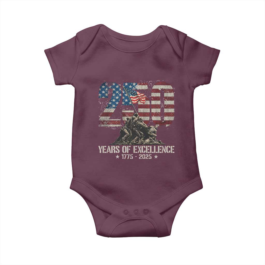 250 Years Of Excellence Baby Onesie 250th US Military Birthday Iwo Jima - Wonder Print Shop