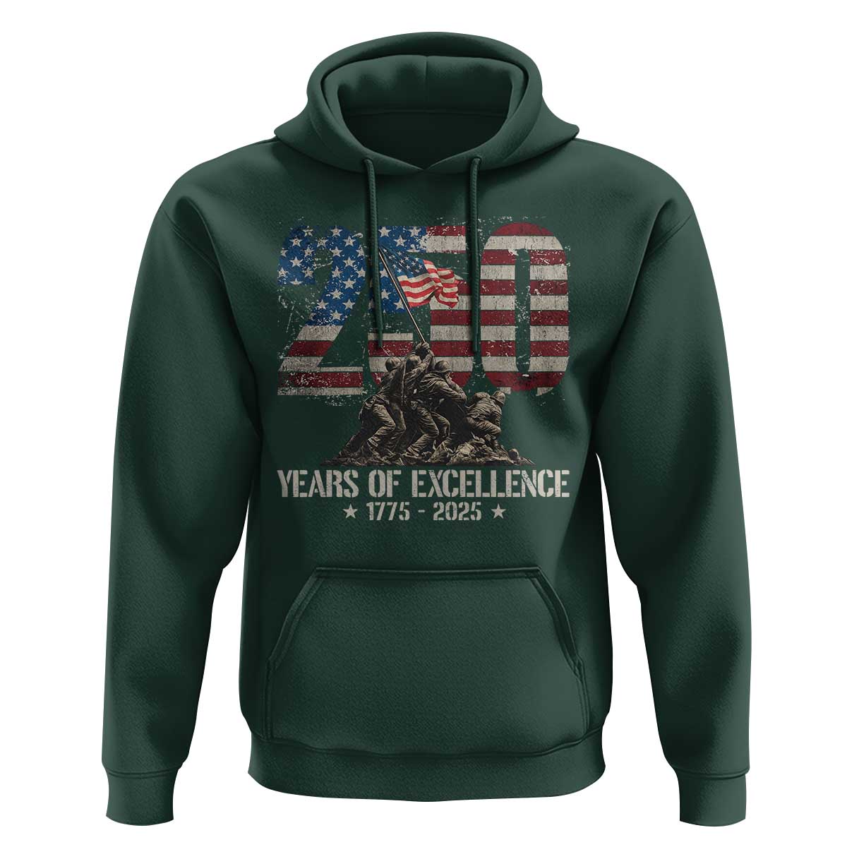 250 Years Of Excellence Hoodie 250th US Military Birthday Iwo Jima - Wonder Print Shop