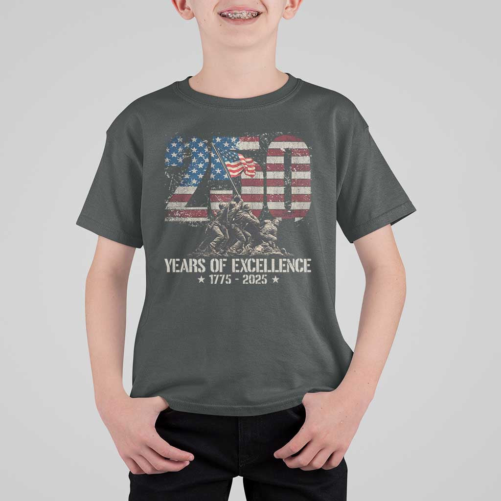 250 Years Of Excellence T Shirt For Kid 250th US Military Birthday Iwo Jima - Wonder Print Shop