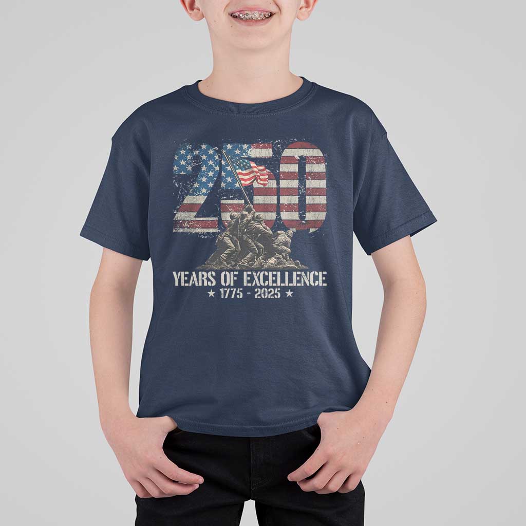 250 Years Of Excellence T Shirt For Kid 250th US Military Birthday Iwo Jima - Wonder Print Shop