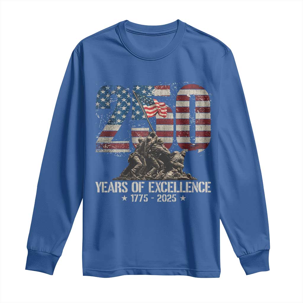 250 Years Of Excellence Long Sleeve Shirt 250th US Military Birthday Iwo Jima - Wonder Print Shop