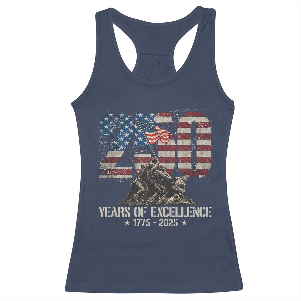250 Years Of Excellence Racerback Tank Top 250th US Military Birthday Iwo Jima - Wonder Print Shop