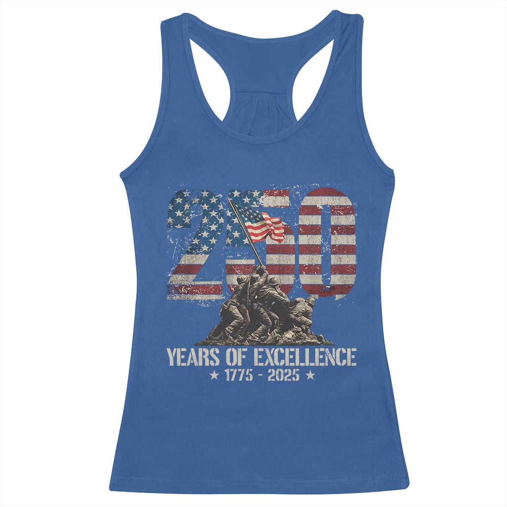 250 Years Of Excellence Racerback Tank Top 250th US Military Birthday Iwo Jima - Wonder Print Shop