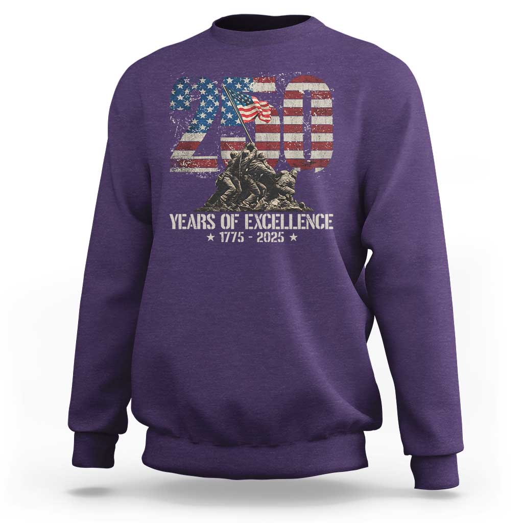 250 Years Of Excellence Sweatshirt 250th US Military Birthday Iwo Jima - Wonder Print Shop