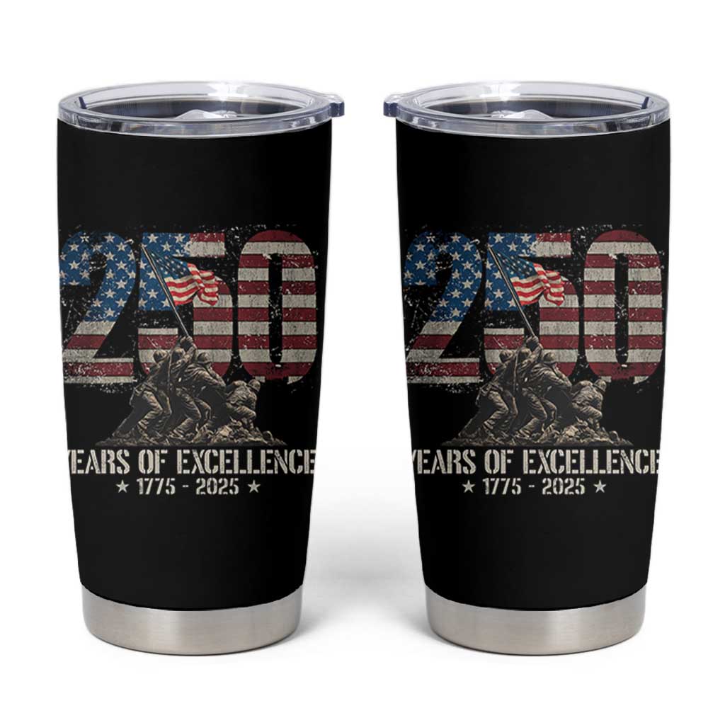 250 Years Of Excellence Tumbler Cup 250th US Military Birthday Iwo Jima - Wonder Print Shop