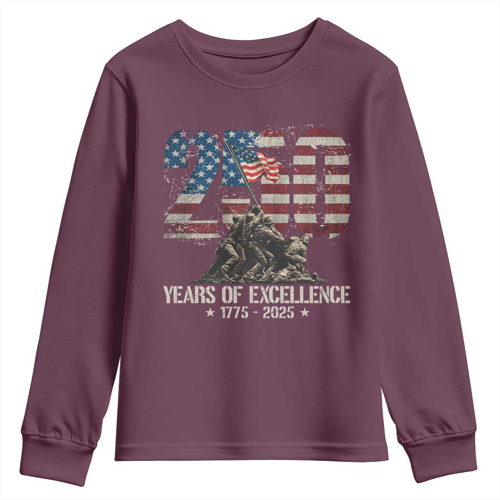 250 Years Of Excellence Youth Sweatshirt 250th US Military Birthday Iwo Jima - Wonder Print Shop