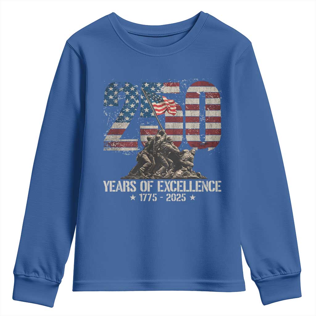 250 Years Of Excellence Youth Sweatshirt 250th US Military Birthday Iwo Jima - Wonder Print Shop