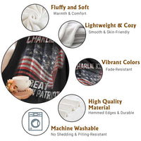 Charlie Kirk Throw Blanket Great American Patriot American Flag - Wonder Print Shop