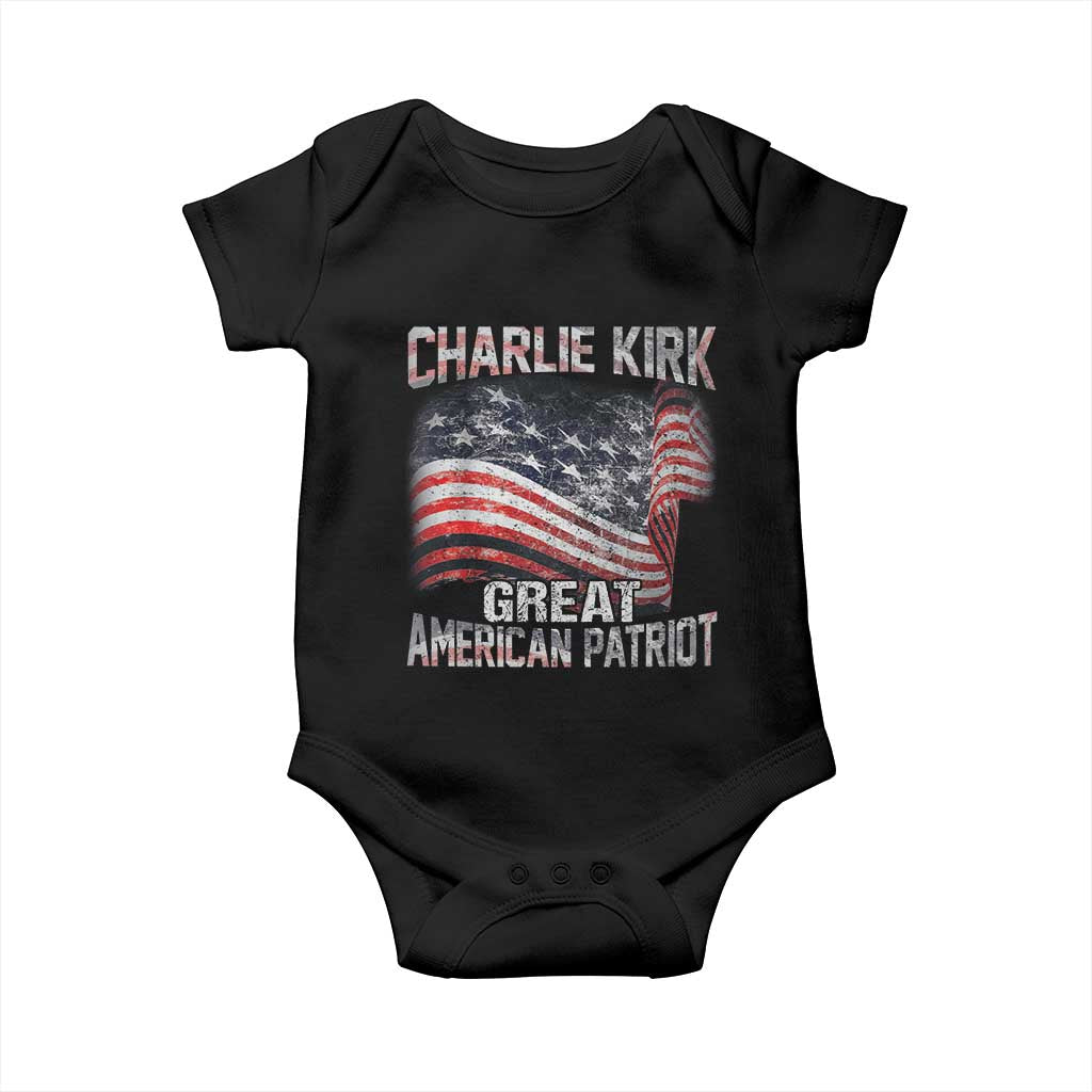 Charlie Kirk Baby Onesie Great American Patriot American Flag - Wonder Print Shop