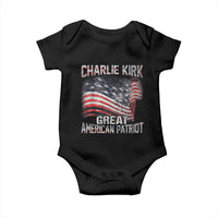 Charlie Kirk Baby Onesie Great American Patriot American Flag - Wonder Print Shop