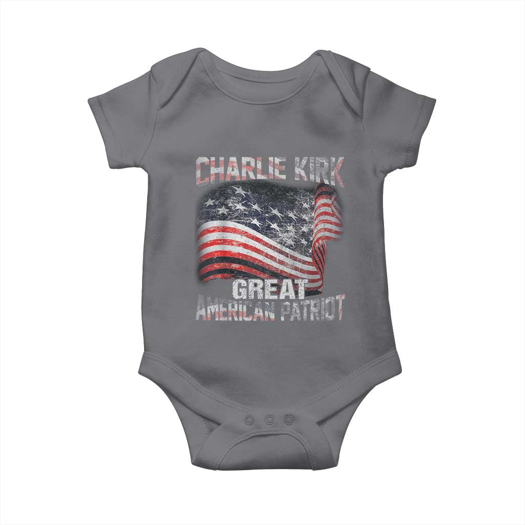 Charlie Kirk Baby Onesie Great American Patriot American Flag - Wonder Print Shop