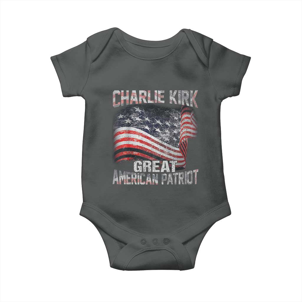 Charlie Kirk Baby Onesie Great American Patriot American Flag - Wonder Print Shop