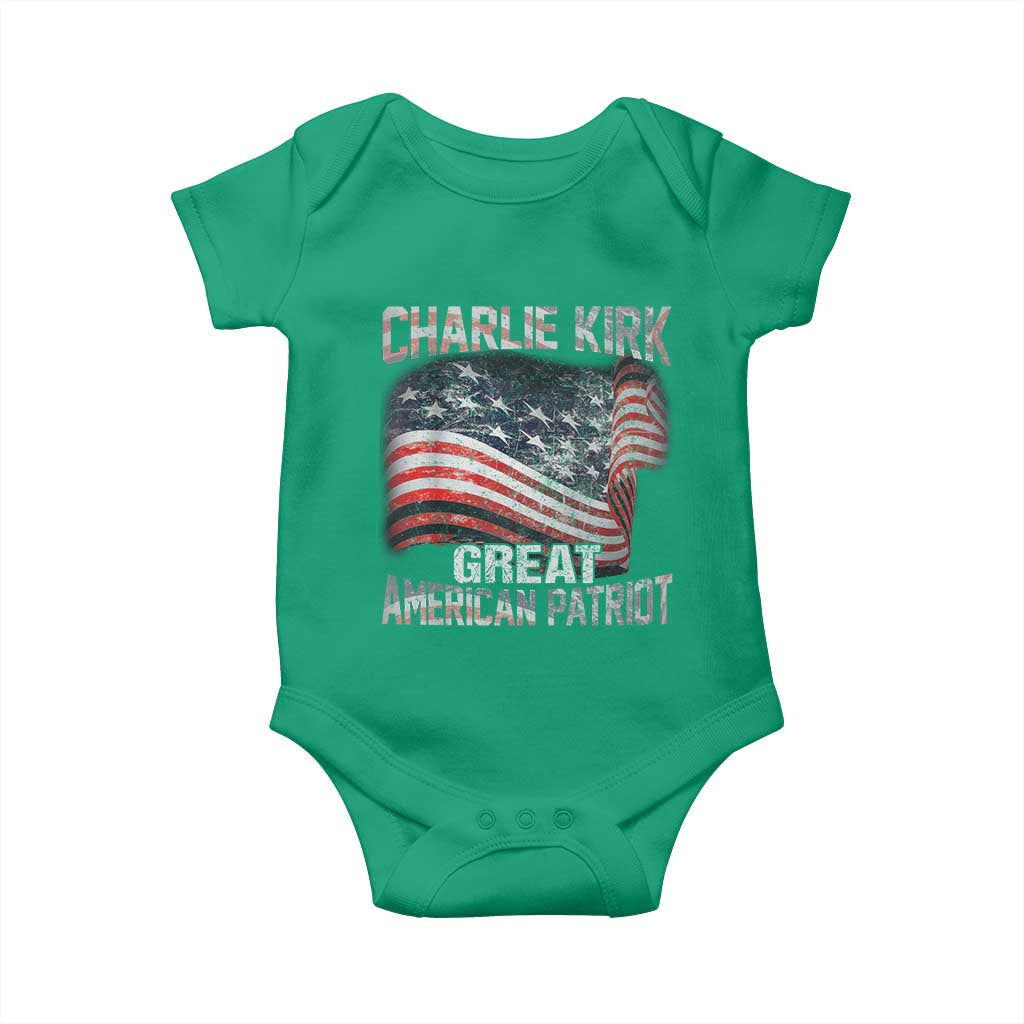 Charlie Kirk Baby Onesie Great American Patriot American Flag - Wonder Print Shop