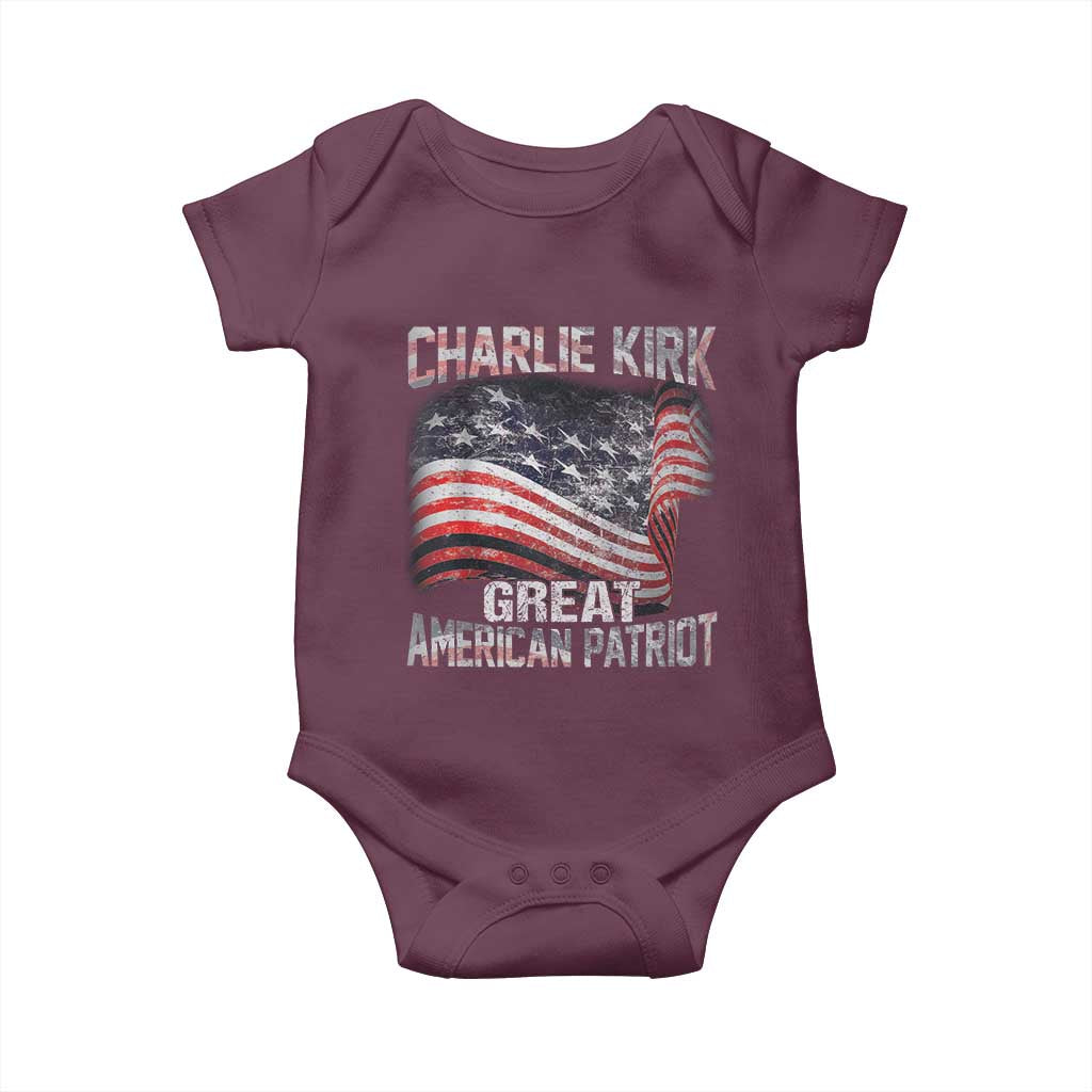 Charlie Kirk Baby Onesie Great American Patriot American Flag - Wonder Print Shop
