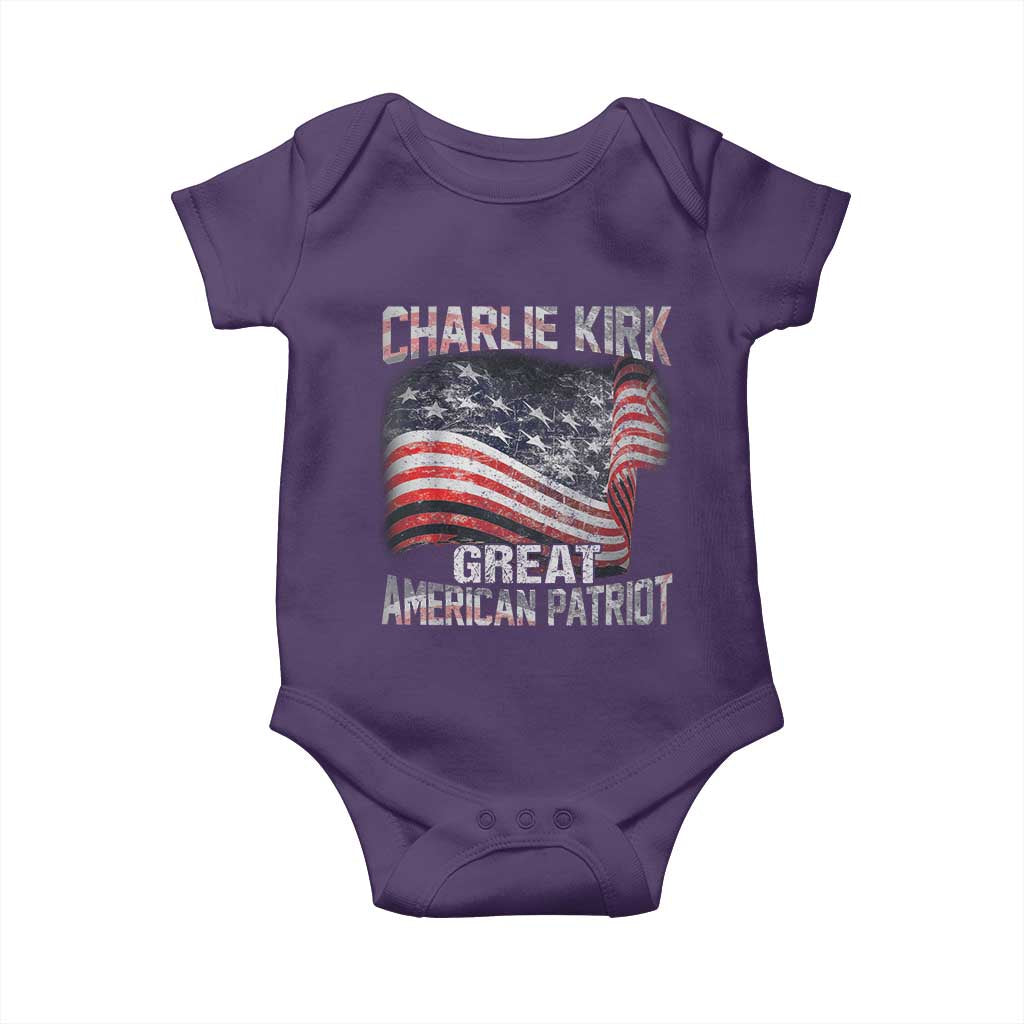 Charlie Kirk Baby Onesie Great American Patriot American Flag - Wonder Print Shop