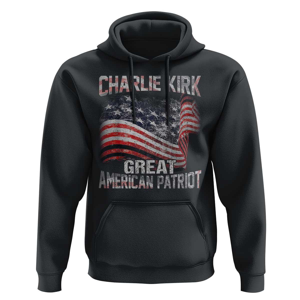 Charlie Kirk Hoodie Great American Patriot American Flag - Wonder Print Shop