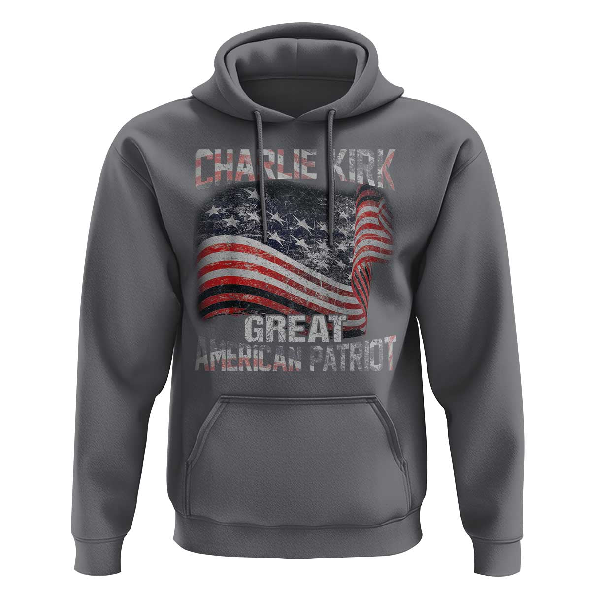 Charlie Kirk Hoodie Great American Patriot American Flag - Wonder Print Shop