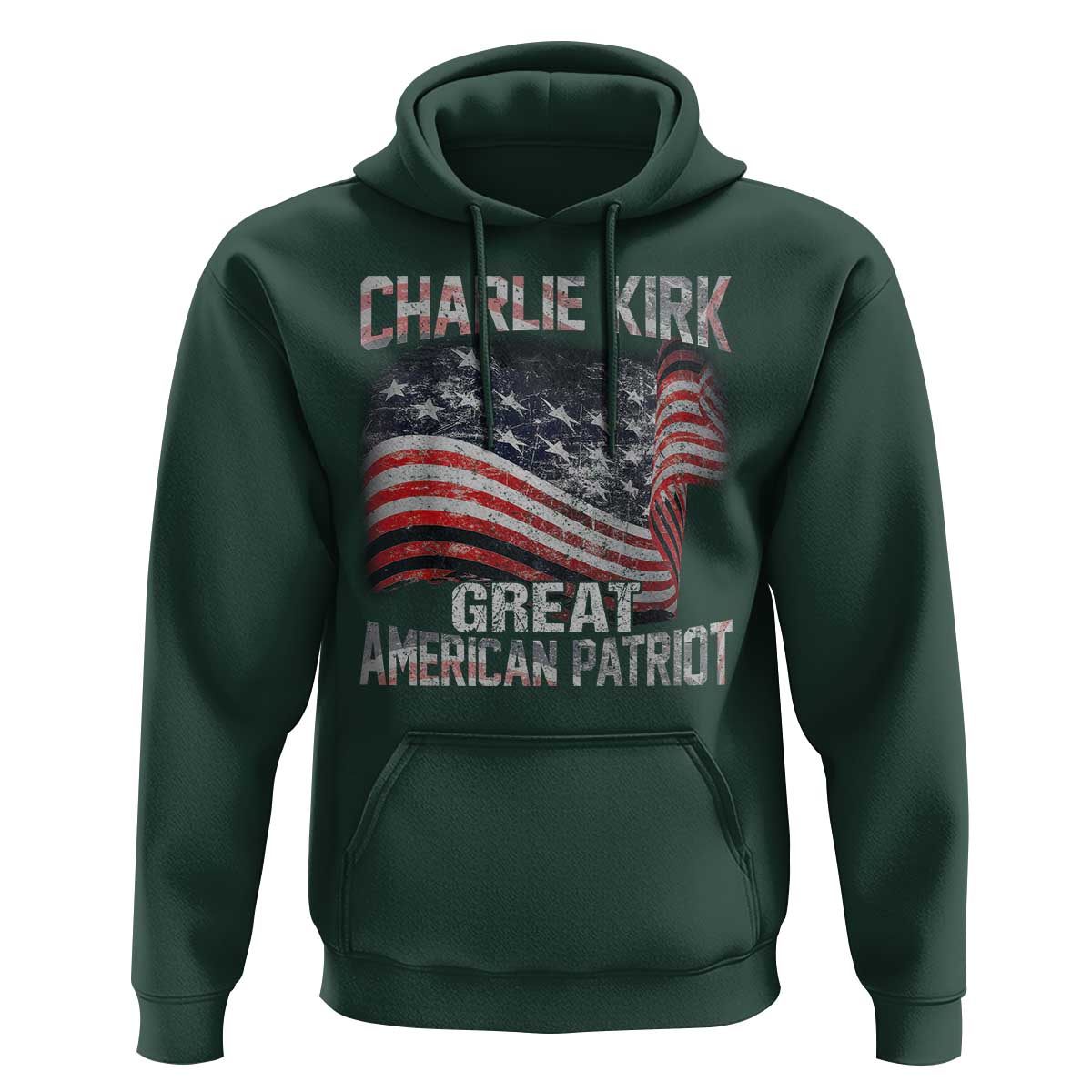 Charlie Kirk Hoodie Great American Patriot American Flag - Wonder Print Shop