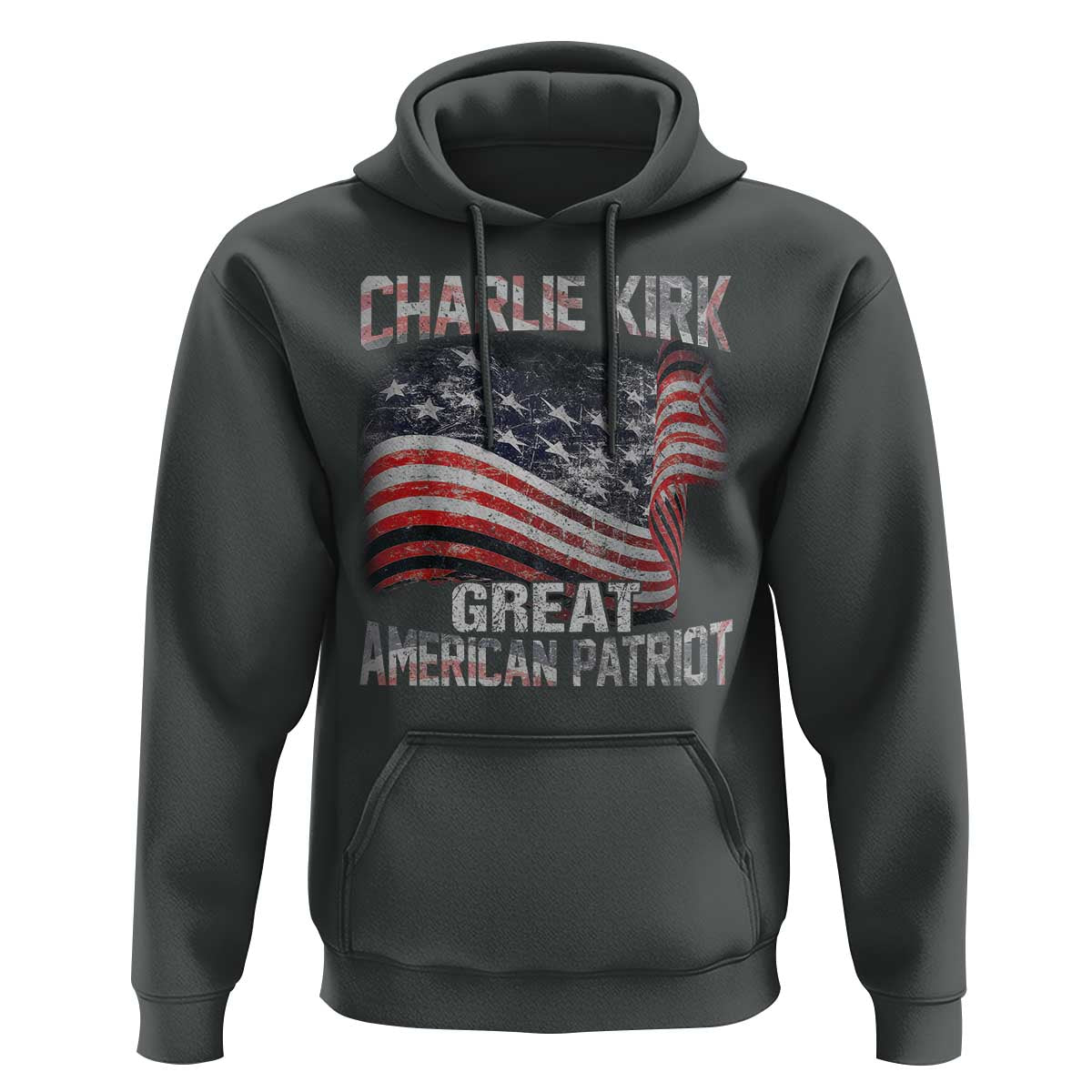 Charlie Kirk Hoodie Great American Patriot American Flag - Wonder Print Shop