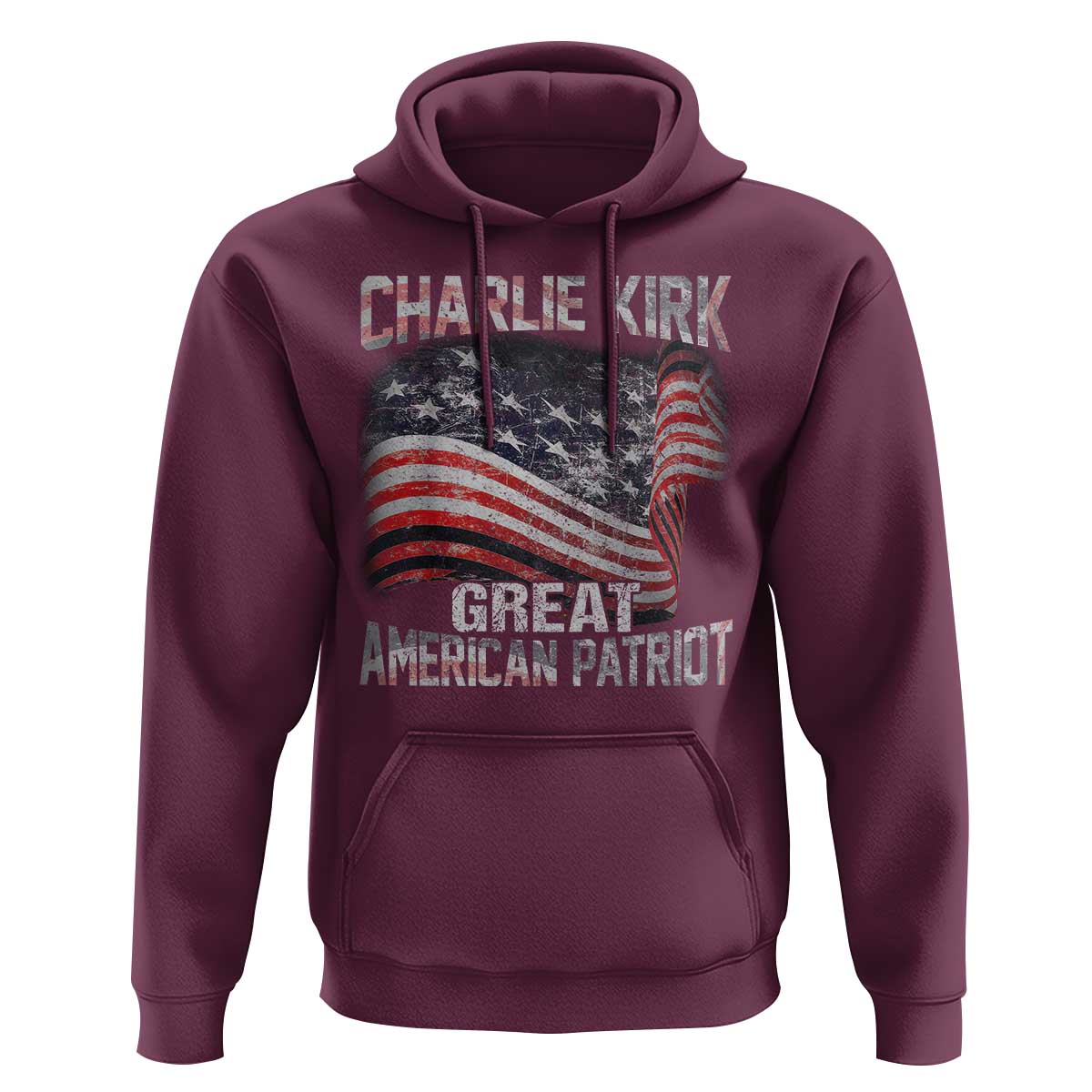 Charlie Kirk Hoodie Great American Patriot American Flag - Wonder Print Shop