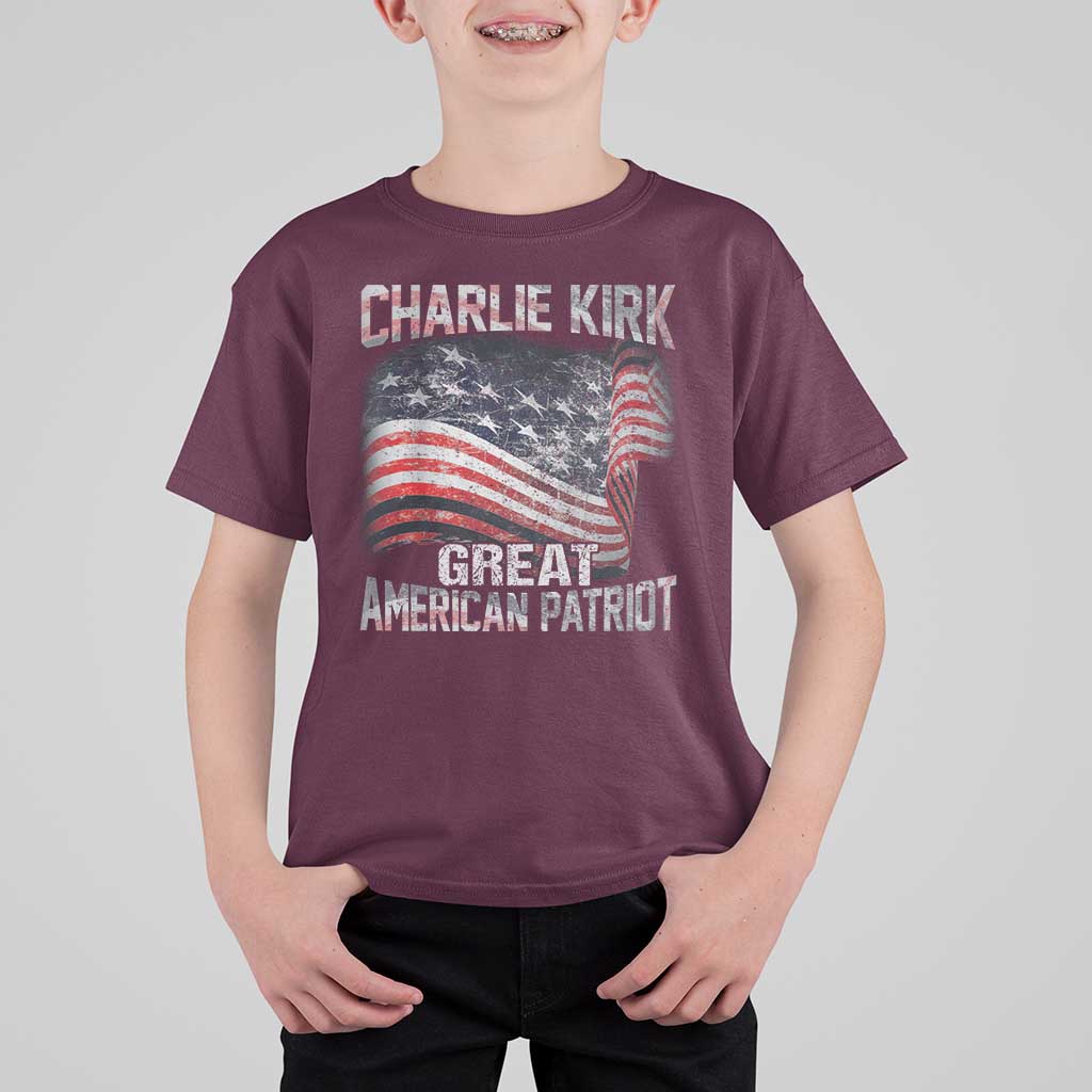Charlie Kirk T Shirt For Kid Great American Patriot American Flag - Wonder Print Shop