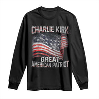 Charlie Kirk Long Sleeve Shirt Great American Patriot American Flag - Wonder Print Shop