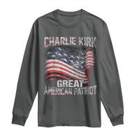 Charlie Kirk Long Sleeve Shirt Great American Patriot American Flag - Wonder Print Shop