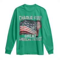 Charlie Kirk Long Sleeve Shirt Great American Patriot American Flag - Wonder Print Shop