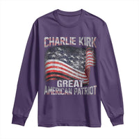 Charlie Kirk Long Sleeve Shirt Great American Patriot American Flag - Wonder Print Shop