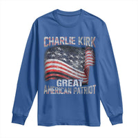 Charlie Kirk Long Sleeve Shirt Great American Patriot American Flag - Wonder Print Shop