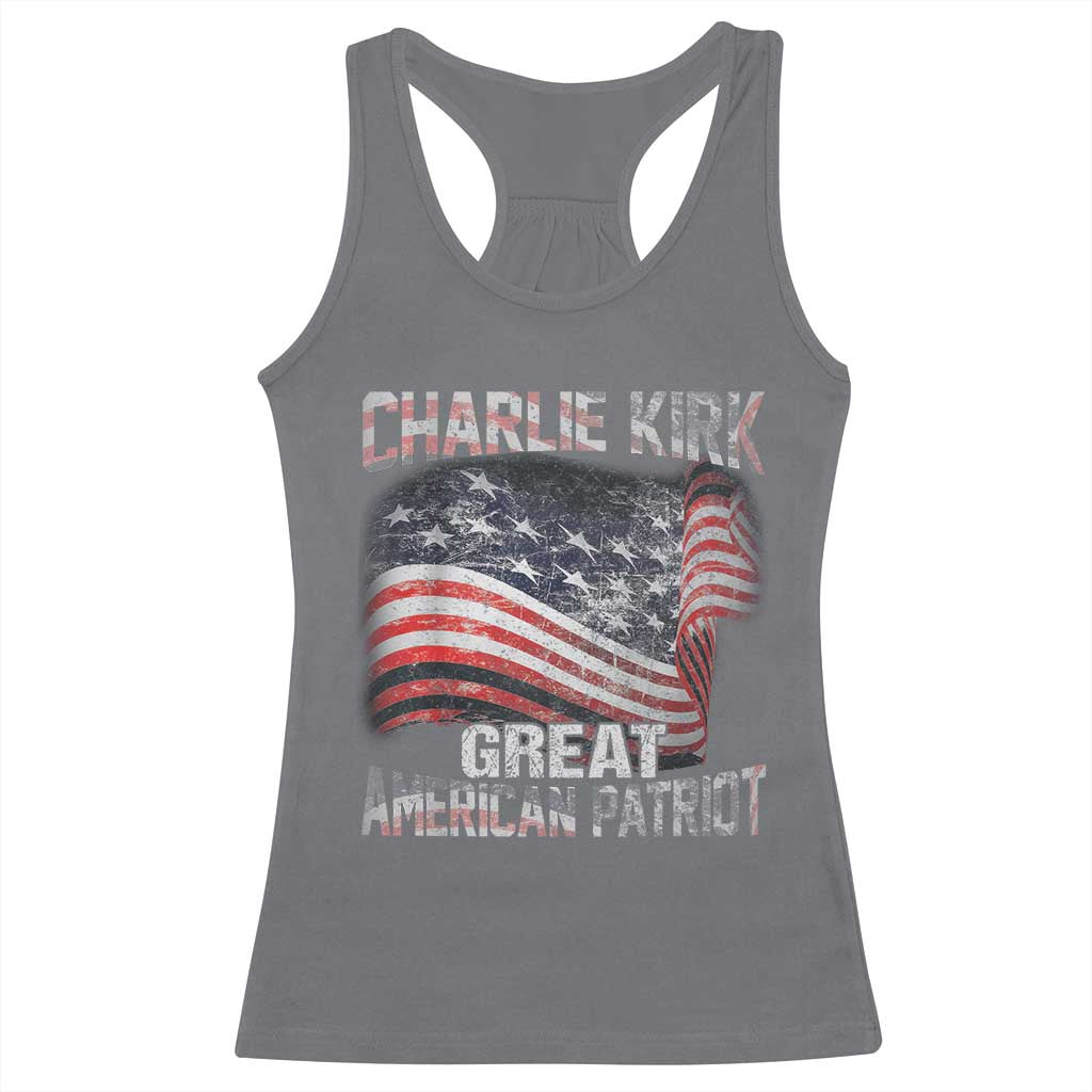 Charlie Kirk Racerback Tank Top Great American Patriot American Flag - Wonder Print Shop