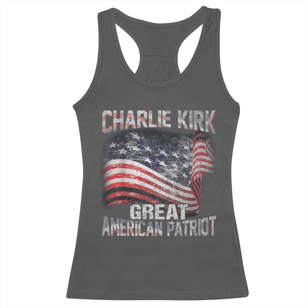 Charlie Kirk Racerback Tank Top Great American Patriot American Flag - Wonder Print Shop