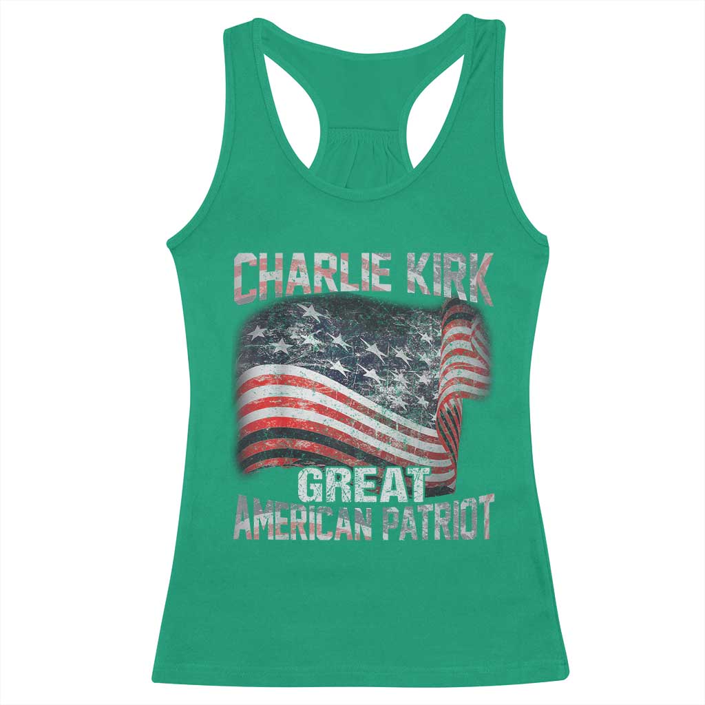Charlie Kirk Racerback Tank Top Great American Patriot American Flag - Wonder Print Shop