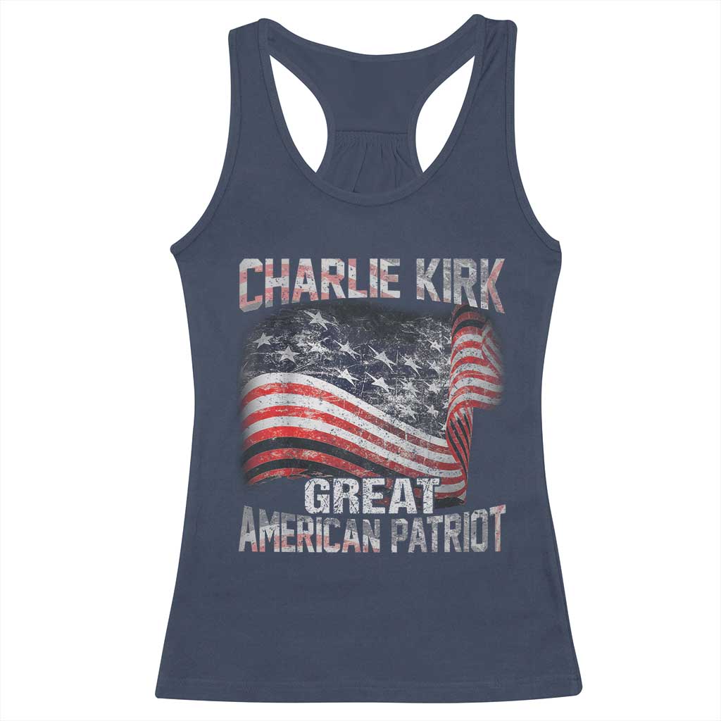 Charlie Kirk Racerback Tank Top Great American Patriot American Flag - Wonder Print Shop