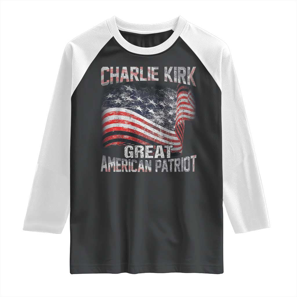 Charlie Kirk Raglan Shirt Great American Patriot American Flag - Wonder Print Shop