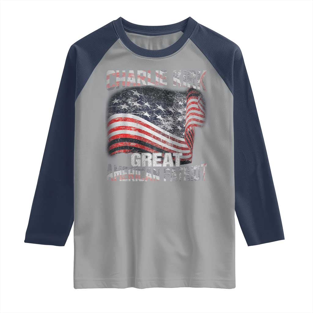 Charlie Kirk Raglan Shirt Great American Patriot American Flag - Wonder Print Shop