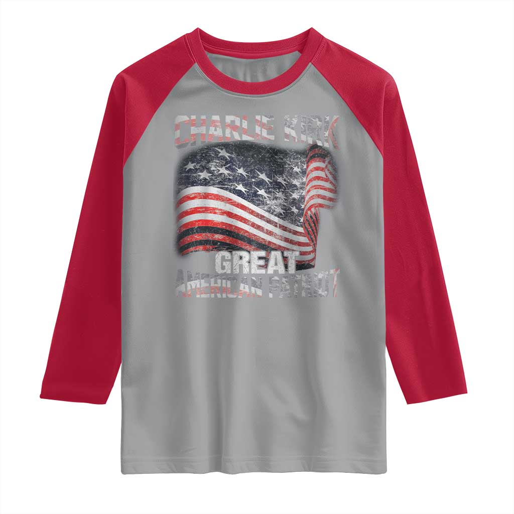 Charlie Kirk Raglan Shirt Great American Patriot American Flag - Wonder Print Shop