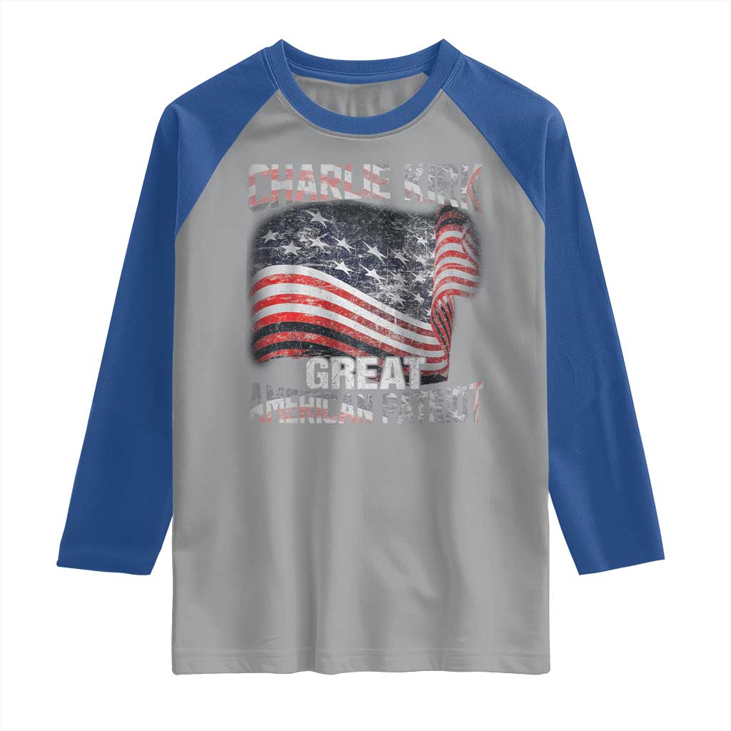 Charlie Kirk Raglan Shirt Great American Patriot American Flag - Wonder Print Shop