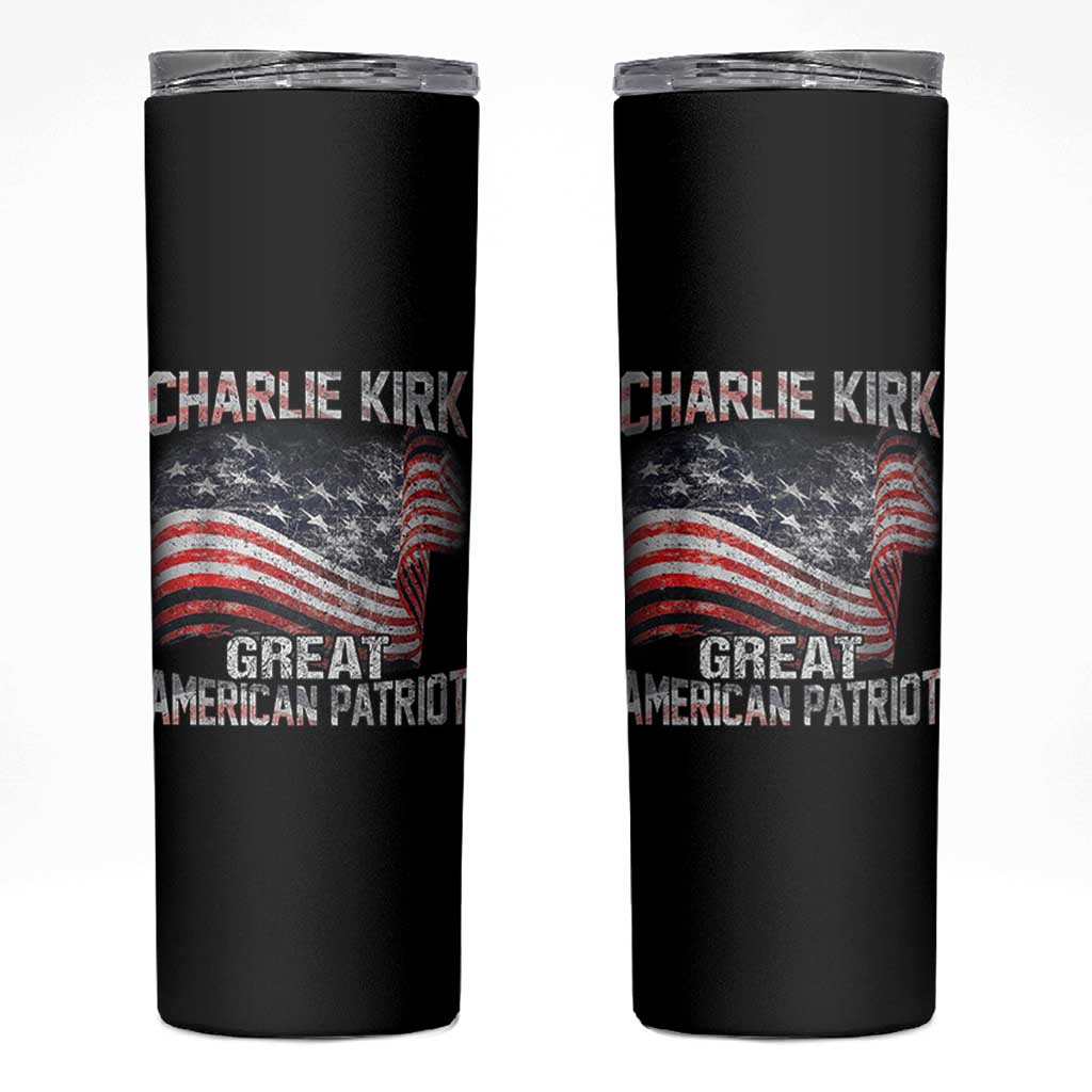 Charlie Kirk Skinny Tumbler Great American Patriot American Flag - Wonder Print Shop