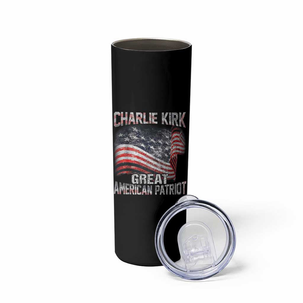 Charlie Kirk Skinny Tumbler Great American Patriot American Flag - Wonder Print Shop