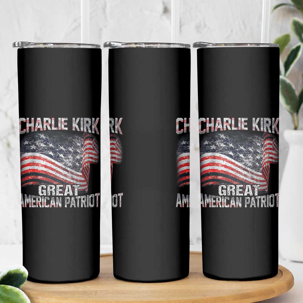 Charlie Kirk Skinny Tumbler Great American Patriot American Flag - Wonder Print Shop