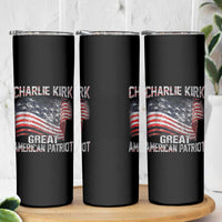 Charlie Kirk Skinny Tumbler Great American Patriot American Flag - Wonder Print Shop