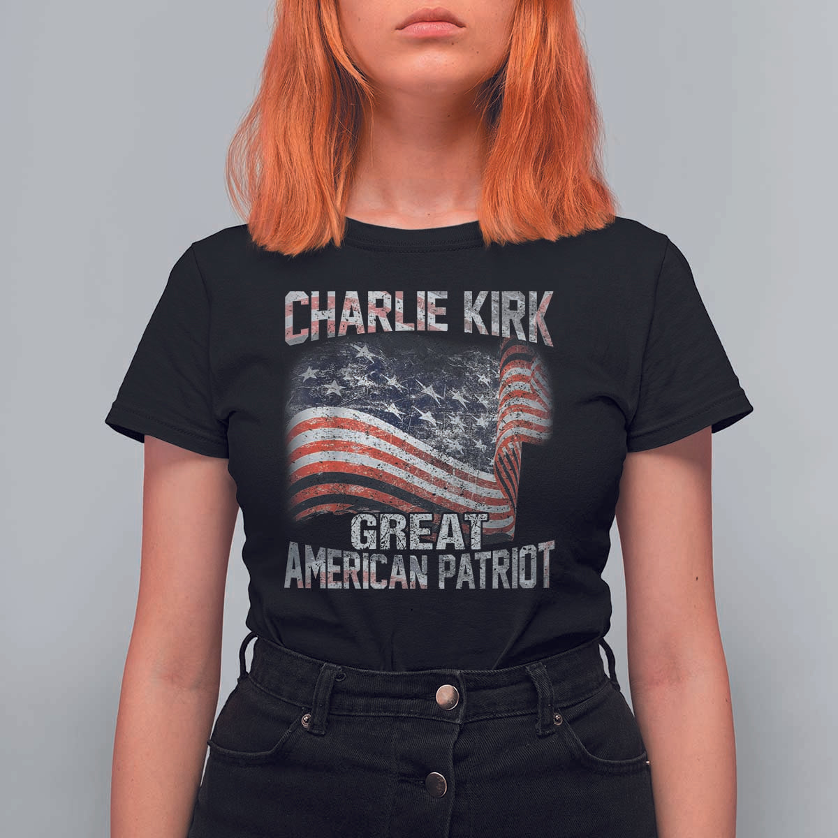 Charlie Kirk T Shirt For Women Great American Patriot American Flag - Wonder Print Shop