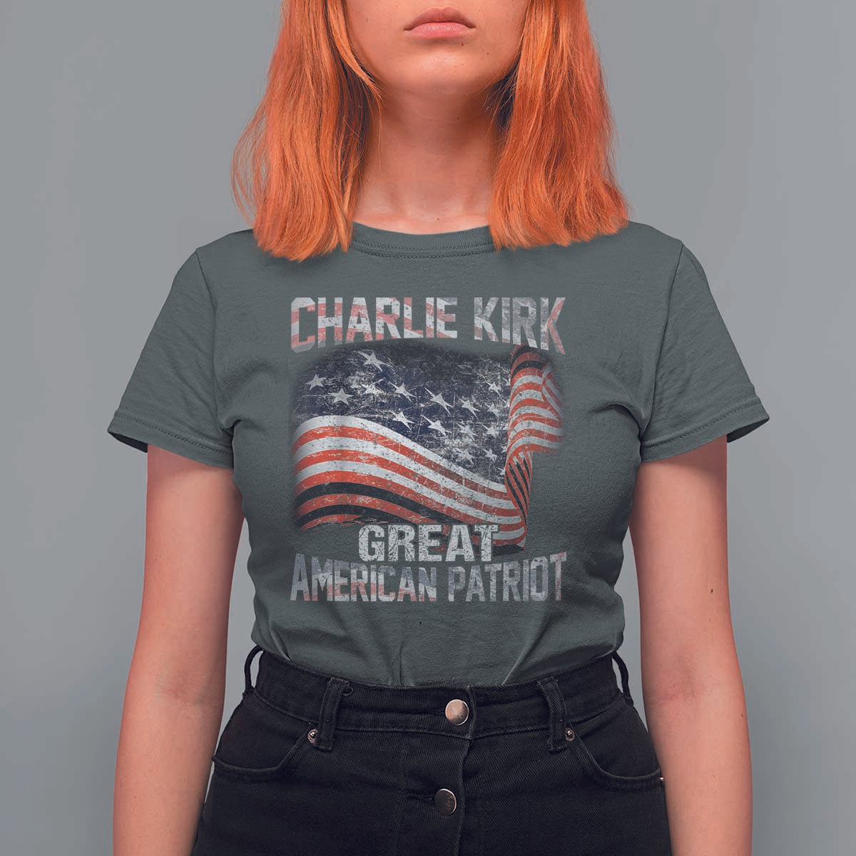 Charlie Kirk T Shirt For Women Great American Patriot American Flag - Wonder Print Shop