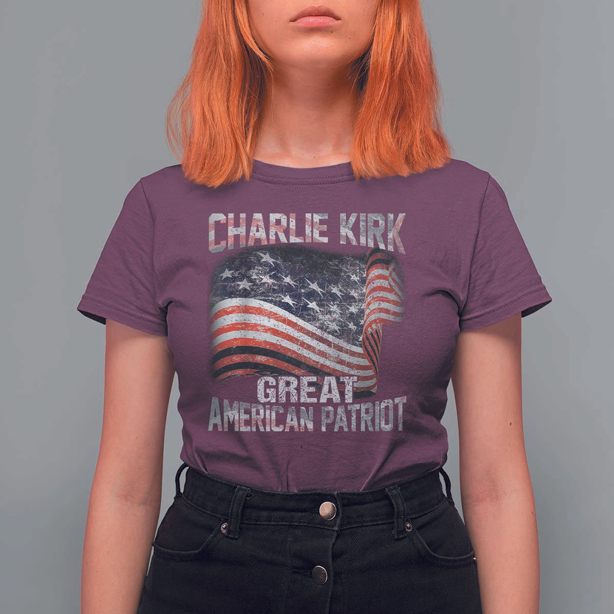 Charlie Kirk T Shirt For Women Great American Patriot American Flag - Wonder Print Shop