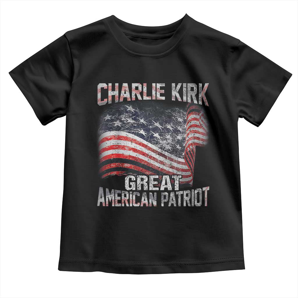 Charlie Kirk Toddler T Shirt Great American Patriot American Flag - Wonder Print Shop
