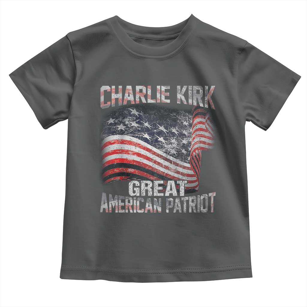 Charlie Kirk Toddler T Shirt Great American Patriot American Flag - Wonder Print Shop