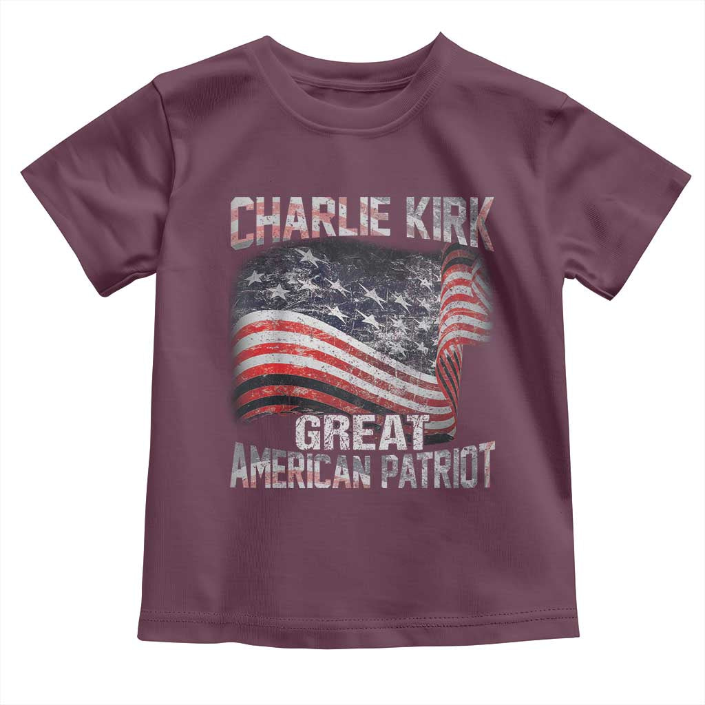 Charlie Kirk Toddler T Shirt Great American Patriot American Flag - Wonder Print Shop