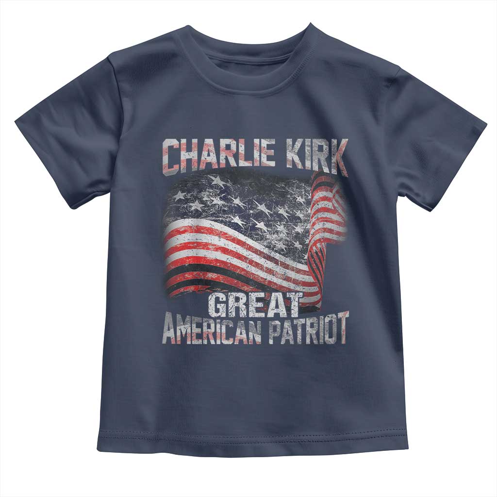 Charlie Kirk Toddler T Shirt Great American Patriot American Flag - Wonder Print Shop