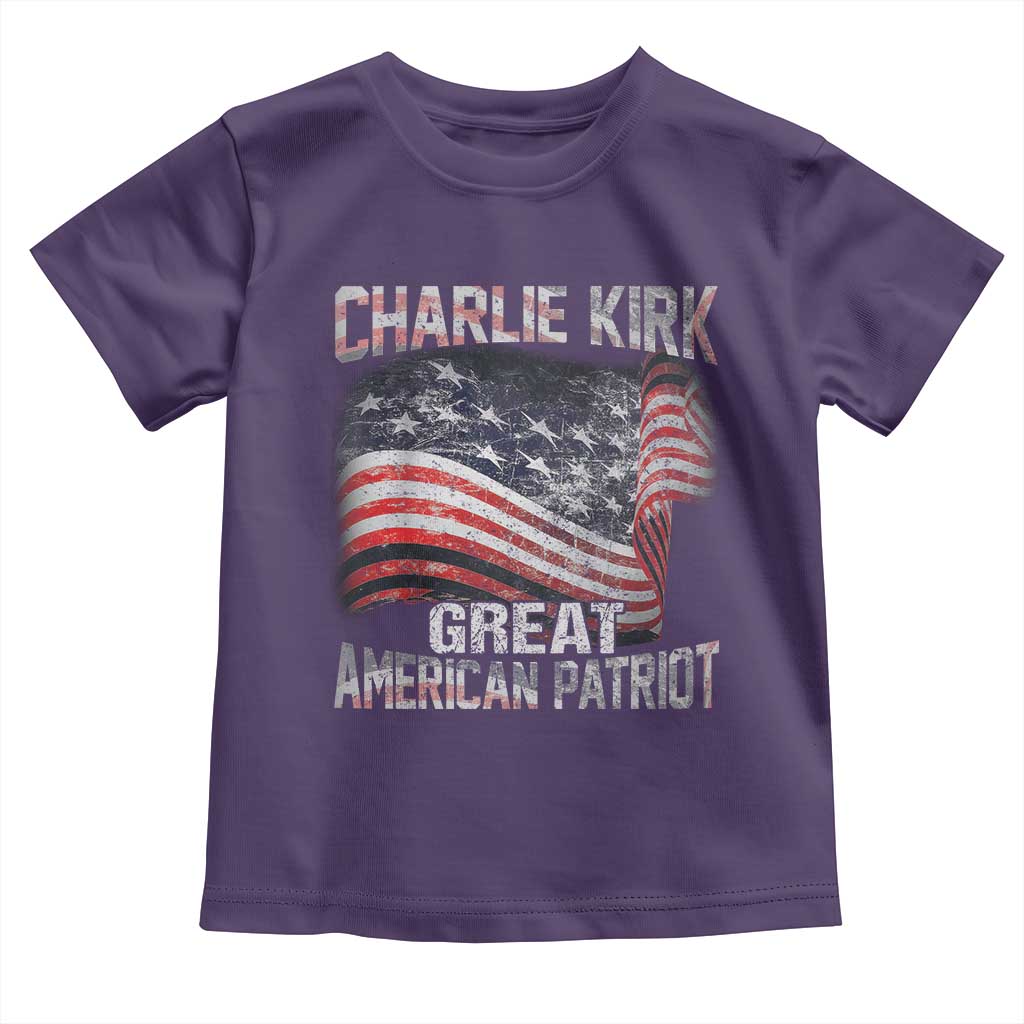 Charlie Kirk Toddler T Shirt Great American Patriot American Flag - Wonder Print Shop